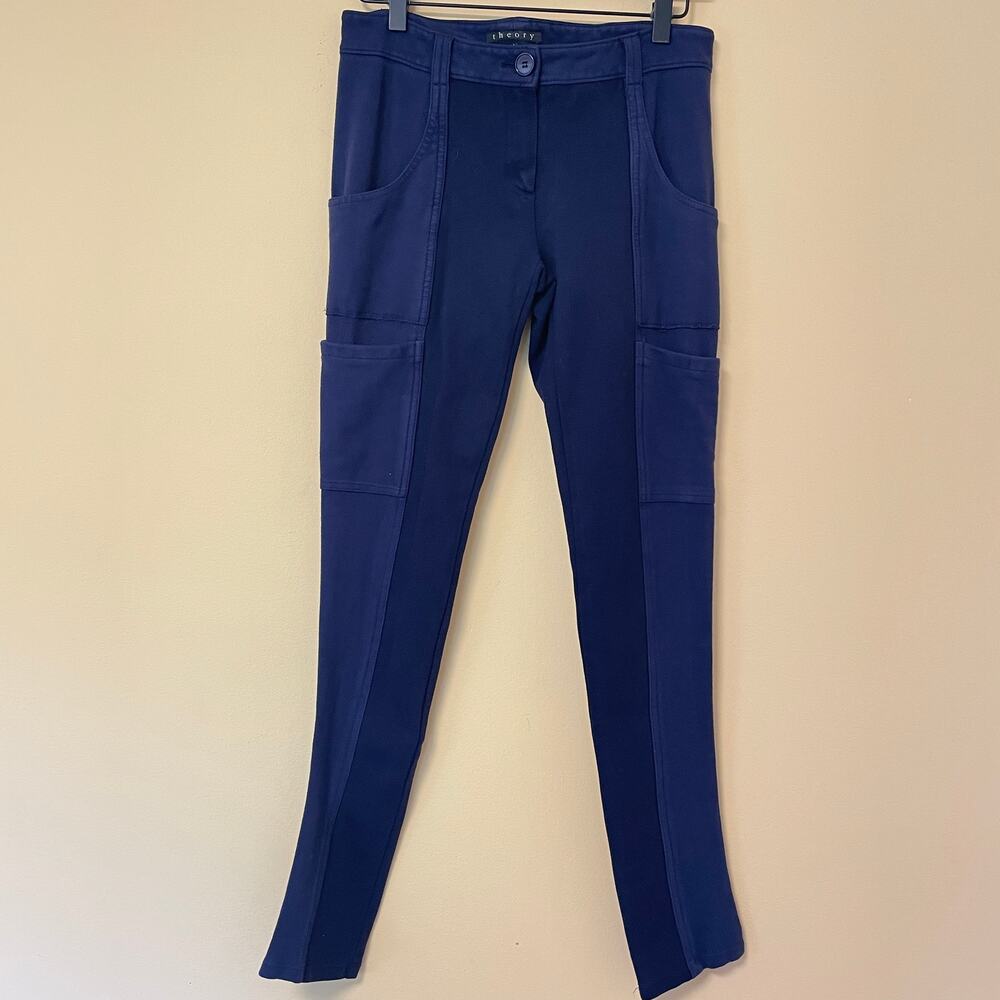 Theory Cargo Skinny Pants 4 Navy Blue Trousers Ponte Y2K